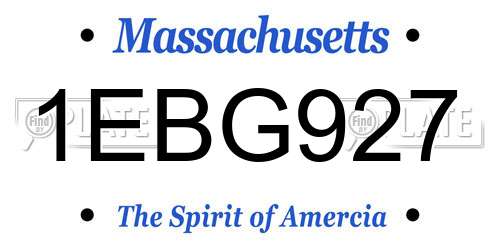 1EBG927 Massachusetts License Plate