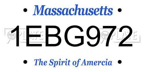 1EBG972 Massachusetts License Plate