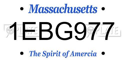 1EBG977 Massachusetts License Plate