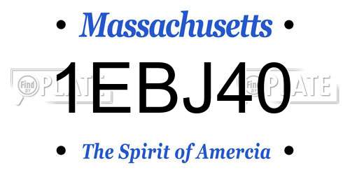 1EBJ40 Massachusetts License Plate