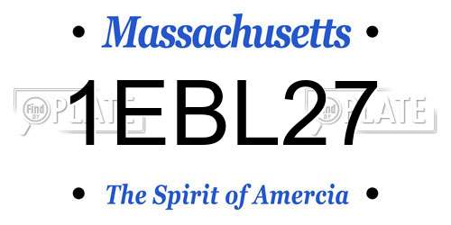 1EBL27 Massachusetts License Plate