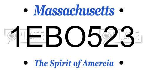 1EBO523 Massachusetts License Plate