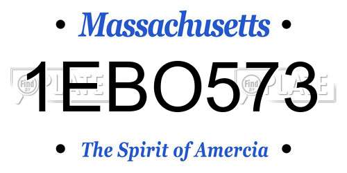 1EBO573 Massachusetts License Plate