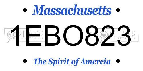 1EBO823 Massachusetts License Plate