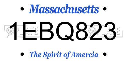 1EBQ823 Massachusetts License Plate