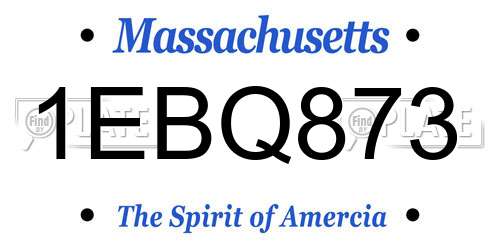 1EBQ873 Massachusetts License Plate