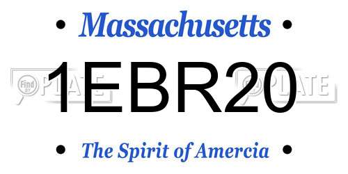 1EBR20 Massachusetts License Plate