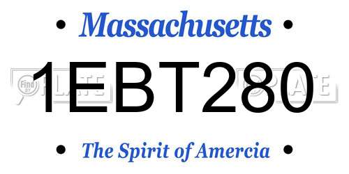 1EBT280 Massachusetts License Plate