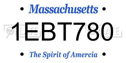 1EBT780 Massachusetts License Plate