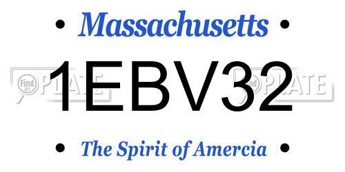 1EBV32 Massachusetts License Plate