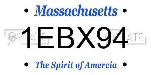 1EBX94 Massachusetts License Plate