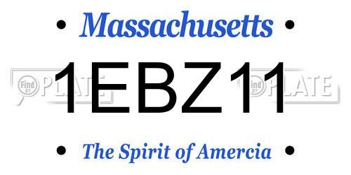 1EBZ11 Massachusetts License Plate