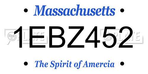 1EBZ452 Massachusetts License Plate