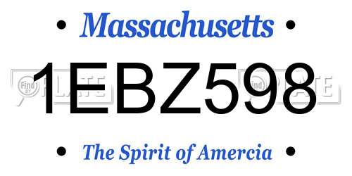 1EBZ598 Massachusetts License Plate