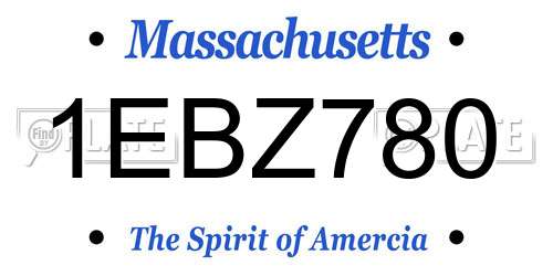 1EBZ780 Massachusetts License Plate