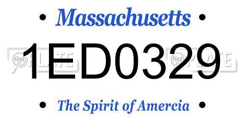 1ED0329 Massachusetts License Plate