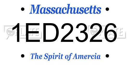 1ED2326 Massachusetts License Plate