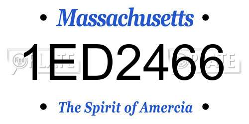 1ED2466 Massachusetts License Plate