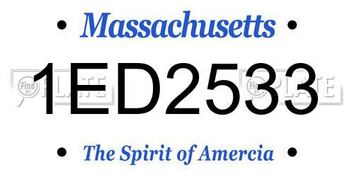 1ED2533 Massachusetts License Plate