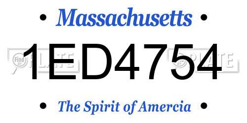1ED4754 Massachusetts License Plate