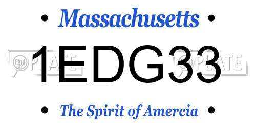 1EDG33 Massachusetts License Plate