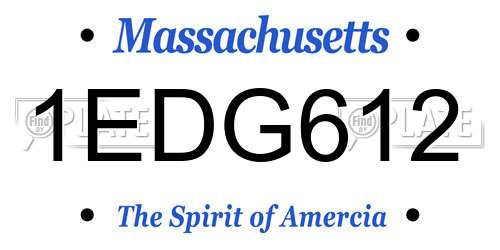 1EDG612 Massachusetts License Plate