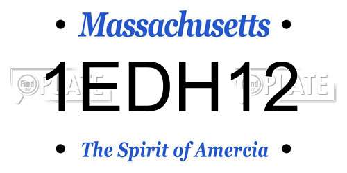 1EDH12 Massachusetts License Plate