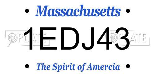 1EDJ43 Massachusetts License Plate