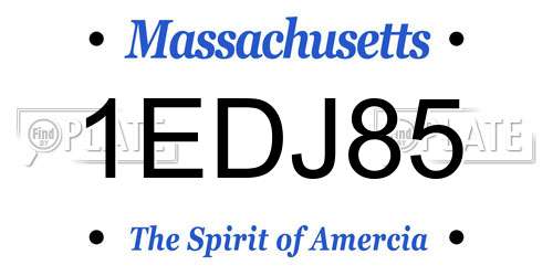1EDJ85 Massachusetts License Plate