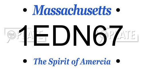 1EDN67 Massachusetts License Plate