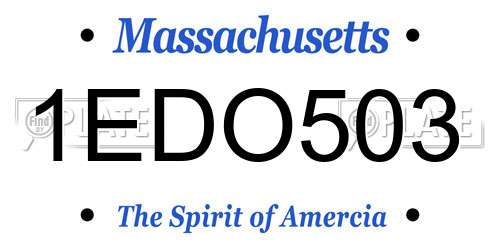 1EDO503 Massachusetts License Plate