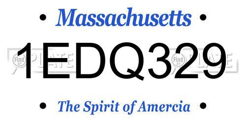 1EDQ329 Massachusetts License Plate