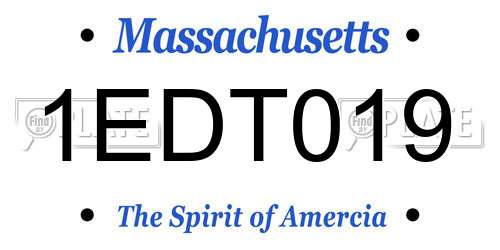 1EDT019 Massachusetts License Plate