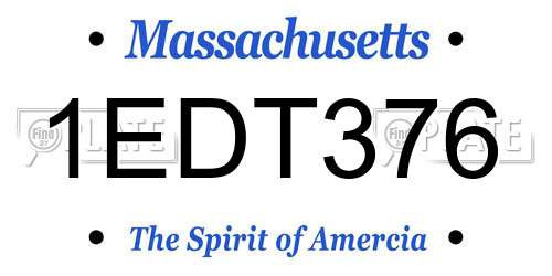 1EDT376 Massachusetts License Plate