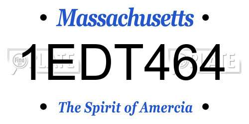 1EDT464 Massachusetts License Plate