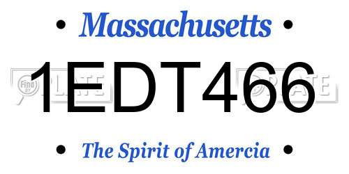 1EDT466 Massachusetts License Plate