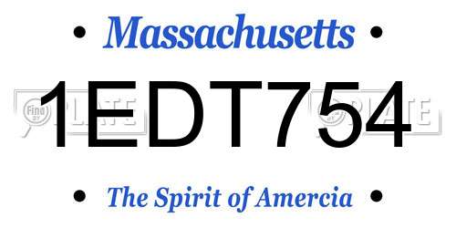 1EDT754 Massachusetts License Plate