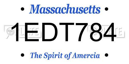 1EDT784 Massachusetts License Plate