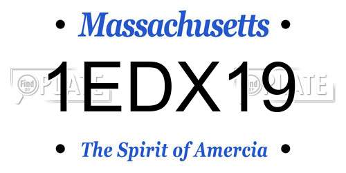1EDX19 Massachusetts License Plate