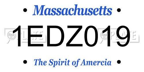 1EDZ019 Massachusetts License Plate