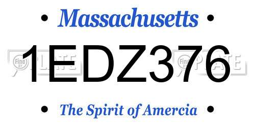 1EDZ376 Massachusetts License Plate