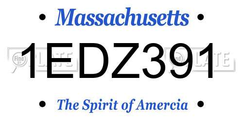 1EDZ391 Massachusetts License Plate