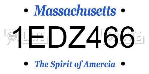 1EDZ466 Massachusetts License Plate