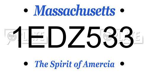 1EDZ533 Massachusetts License Plate