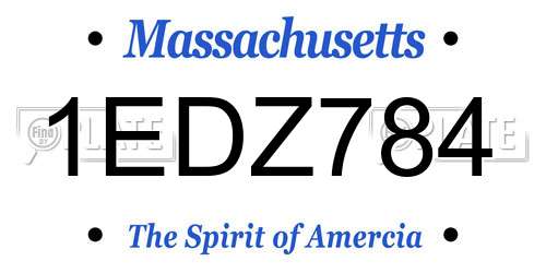 1EDZ784 Massachusetts License Plate