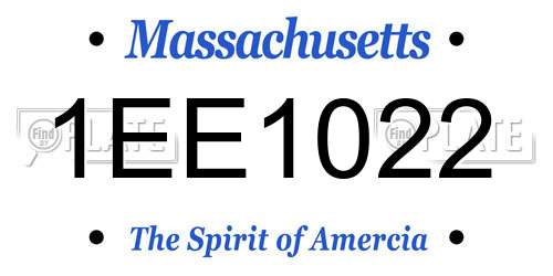 1EE1022 Massachusetts License Plate