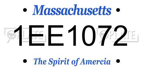 1EE1072 Massachusetts License Plate
