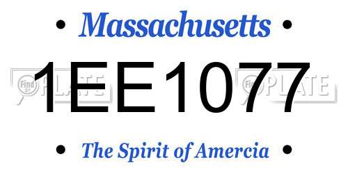 1EE1077 Massachusetts License Plate