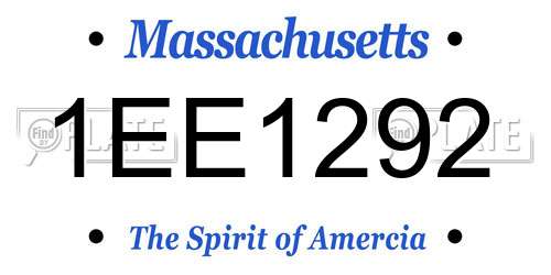 1EE1292 Massachusetts License Plate