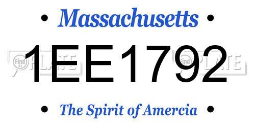 1EE1792 Massachusetts License Plate